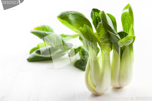 Image of Pak Choi on wooden table