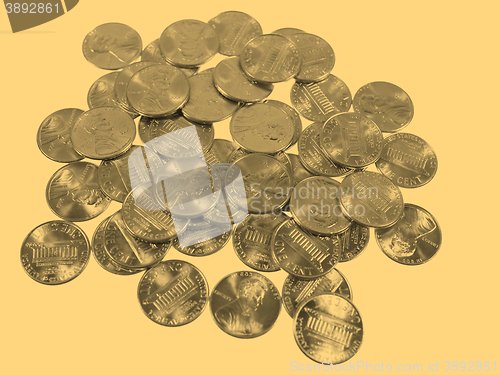 Image of Dollar coins 1 cent wheat penny cent - vintage