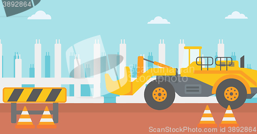 Image of Background of excavator on construction site.