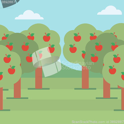 Image of Background of  trees with red apples.