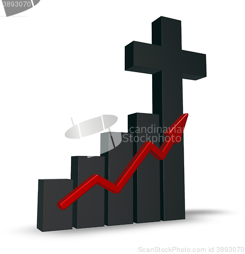 Image of business graph with christian cross - 3d rendering