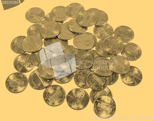 Image of Dollar coins 1 cent wheat penny cent - vintage