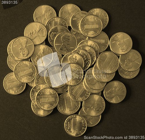 Image of Dollar coins 1 cent wheat penny cent - vintage