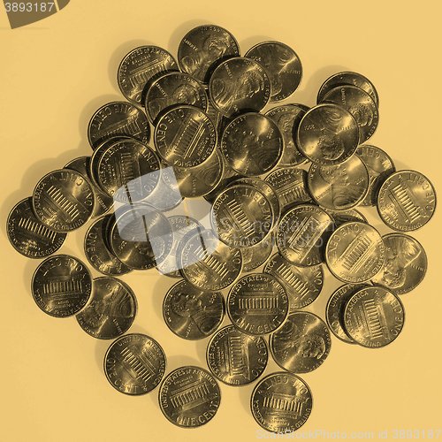Image of Dollar coins 1 cent - vintage