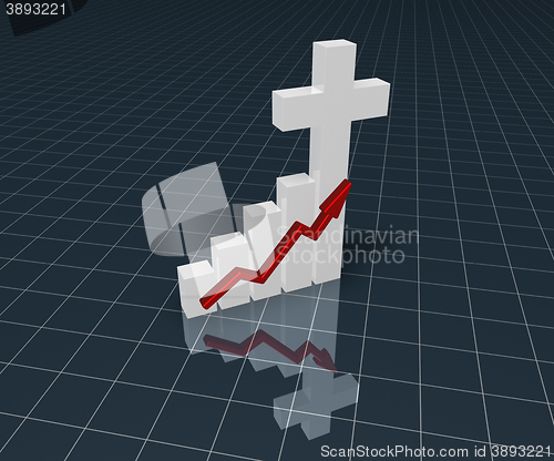 Image of business graph with christian cross - 3d rendering