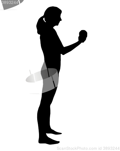 Image of Silhouette of woman doing exercises