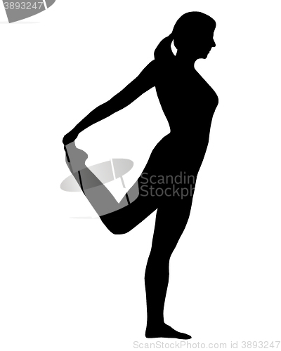 Image of Silhouette of woman doing yoga