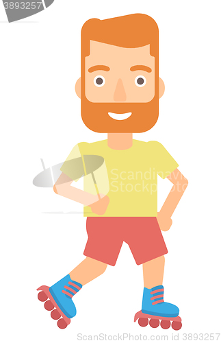 Image of Sporty man on roller-skates.