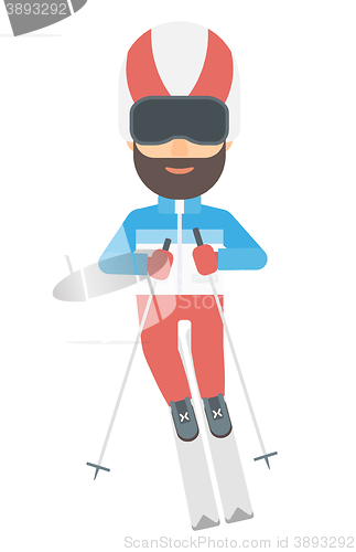 Image of Young man skiing.