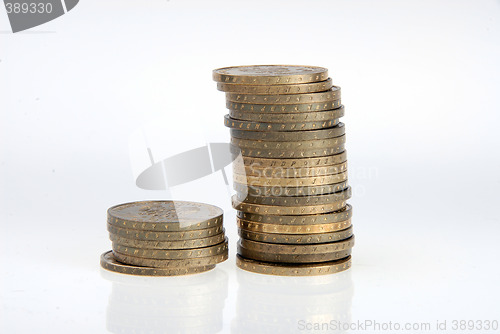 Image of coins on white