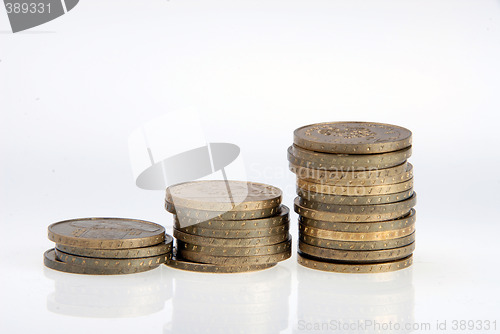 Image of coins on white