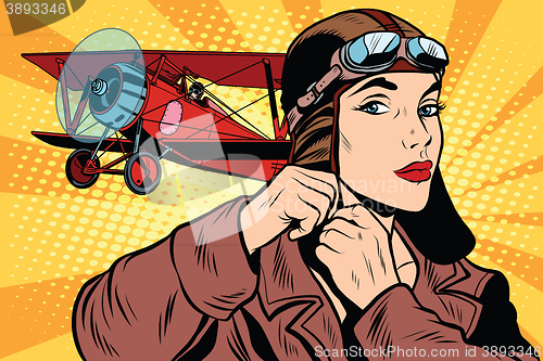 Image of Girl retro military pilot