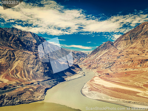 Image of Confluence of Indus and Zanskar rivers, India