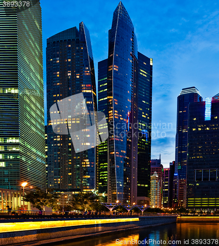 Image of Singapore downtown in evening