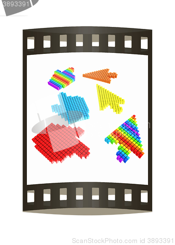 Image of Set of Link selection computer mouse cursor on white background. The film strip