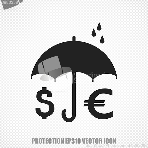 Image of Protection vector Money And Umbrella icon. Modern flat design.