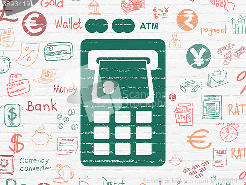 Image of Money concept: ATM Machine on wall background