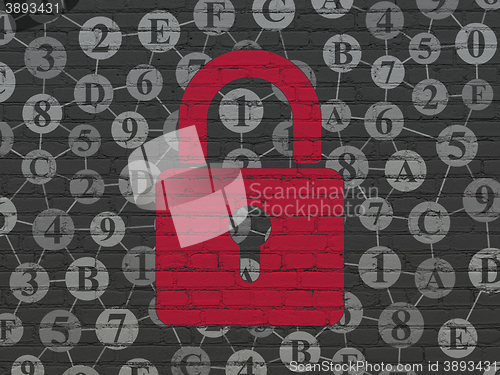 Image of Data concept: Closed Padlock on wall background