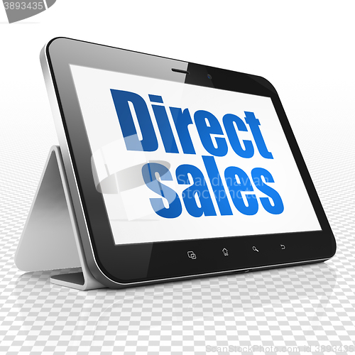Image of Marketing concept: Tablet Computer with Direct Sales on display
