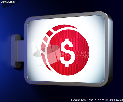 Image of Money concept: Dollar Coin on billboard background