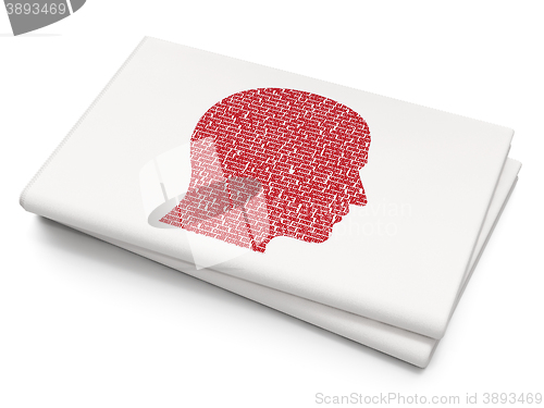 Image of Data concept: Head on Blank Newspaper background