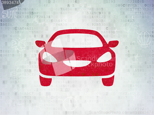 Image of Vacation concept: Car on Digital Data Paper background