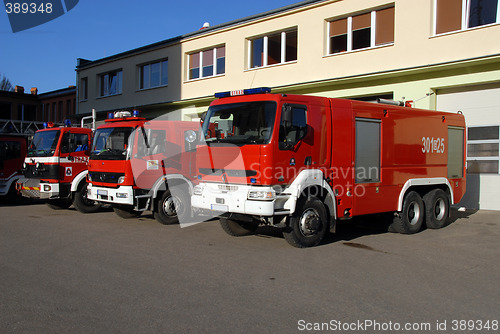 Image of Fire trucks at station