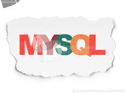 Image of Database concept: MySQL on Torn Paper background
