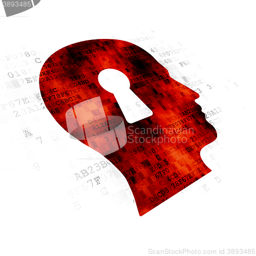 Image of Advertising concept: Head With Keyhole on Digital background