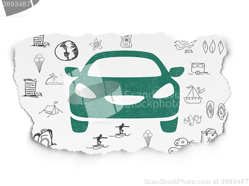 Image of Travel concept: Car on Torn Paper background