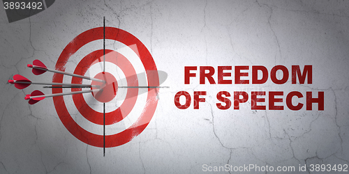 Image of Politics concept: target and Freedom Of Speech on wall background