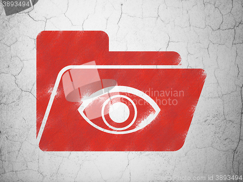 Image of Business concept: Folder With Eye on wall background