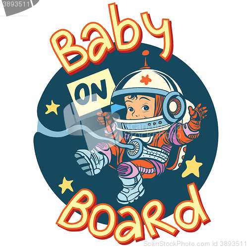 Image of Baby on Board sign pregnancy cosmonaut