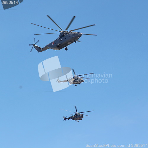 Image of Demonstration flight of military helicopter