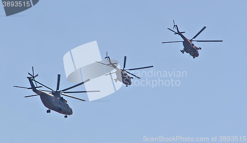 Image of Demonstration flight of military helicopter