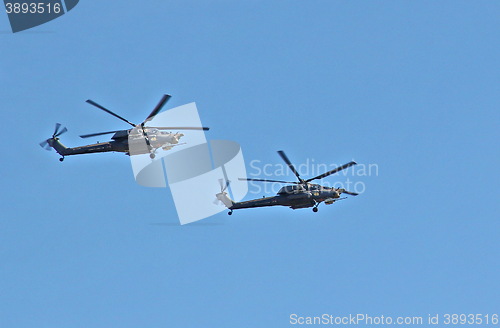 Image of Demonstration flight of military helicopter