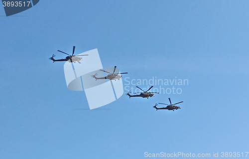 Image of Demonstration flight of military helicopter