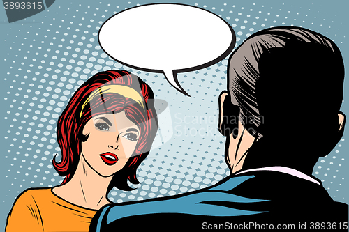 Image of Girl and male dialogue