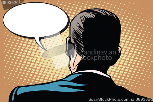 Image of Male back comic bubble conversation communication