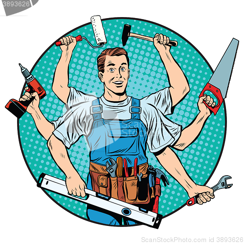 Image of multi-armed master repair professional