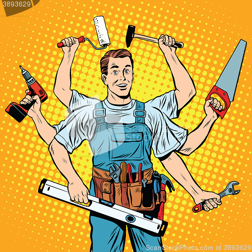 Image of multi-armed master repair professional