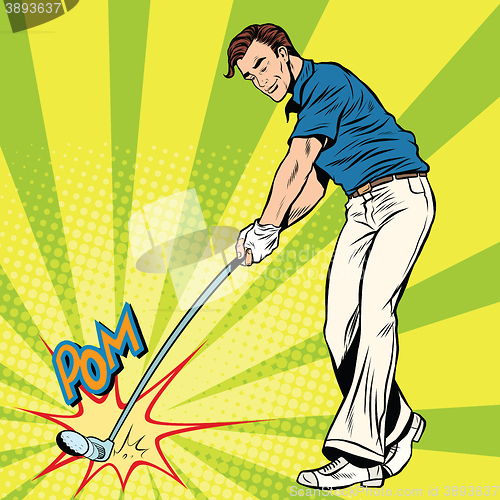 Image of Golf player has a stick in the ball