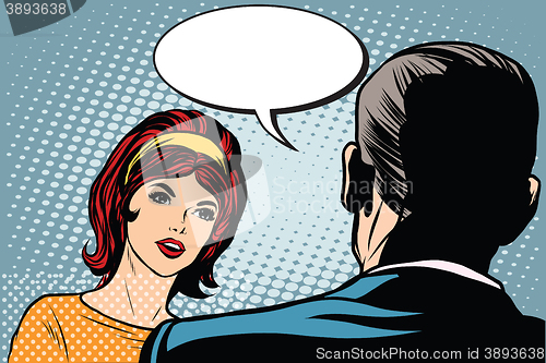 Image of Girl and male dialogue