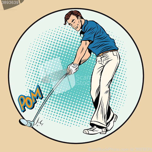 Image of Golf player has a stick in the ball