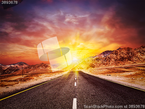 Image of Road  in Himalayas with mountains