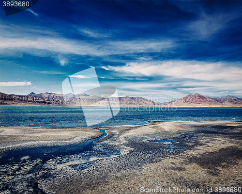 Image of Salt lake Tso Kar in Himalayas. Ladakh, India