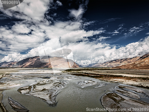 Image of Nubra valley and river in Himalayas, Ladakh