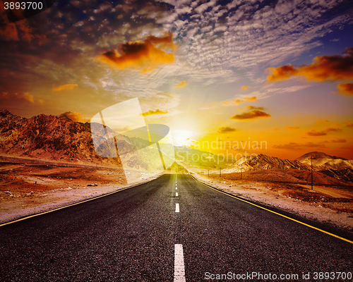 Image of Road  in Himalayas with mountains