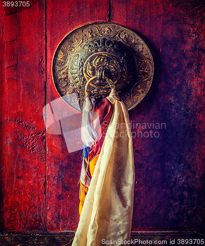 Image of Door gates handle of Thiksey gompa Tibetan Buddhist monastery