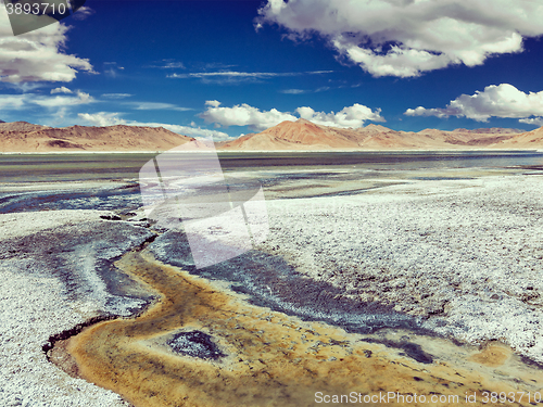 Image of Salt lake Tso Kar in Himalayas. Ladakh, India